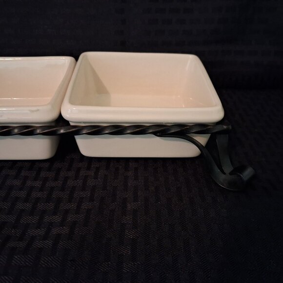 Southern Living at Home Galveston Server Tray Iron Caddy With 3 Removable Dishes - Picture 5 of 7